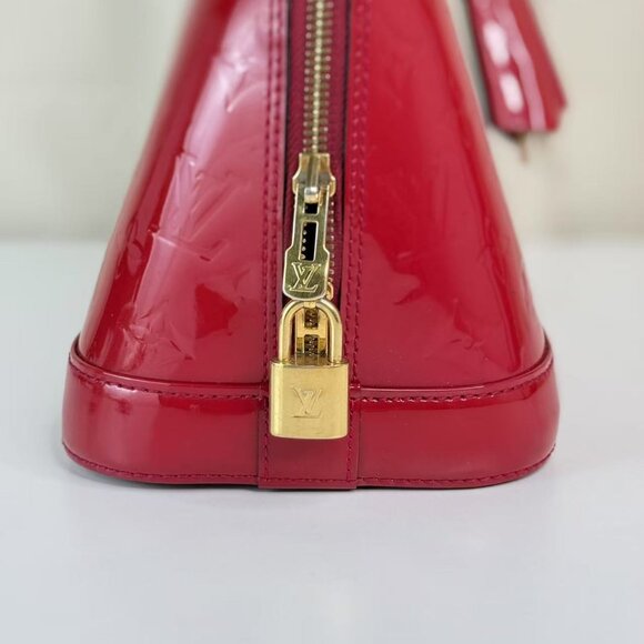 Louis Vuitton Red Alma MM Top Handle Bag Monogram Vernis - Picture 5 of 10